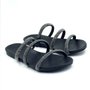 Tamanco La Femme Rasteira Anatômico Preto Cristais 34095.